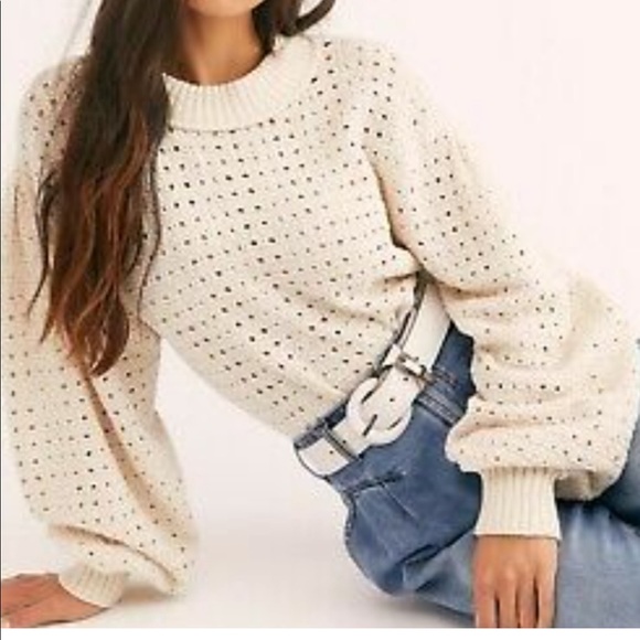 Free People Paper Doll Pullover Sweater Cozy Comfy Slouchy Knit XS IVORY - Picture 2 of 6